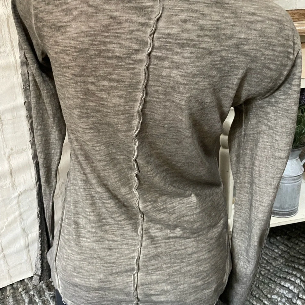 Free People Ribbon & Lace Sleeve Henley Green L NWT!